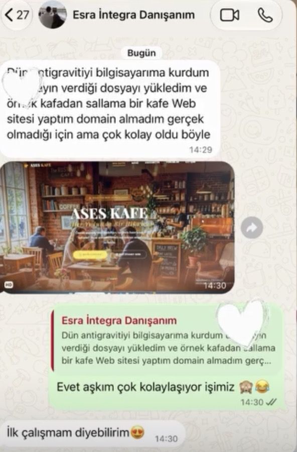 Esra'nın ilk kafe web sitesi
